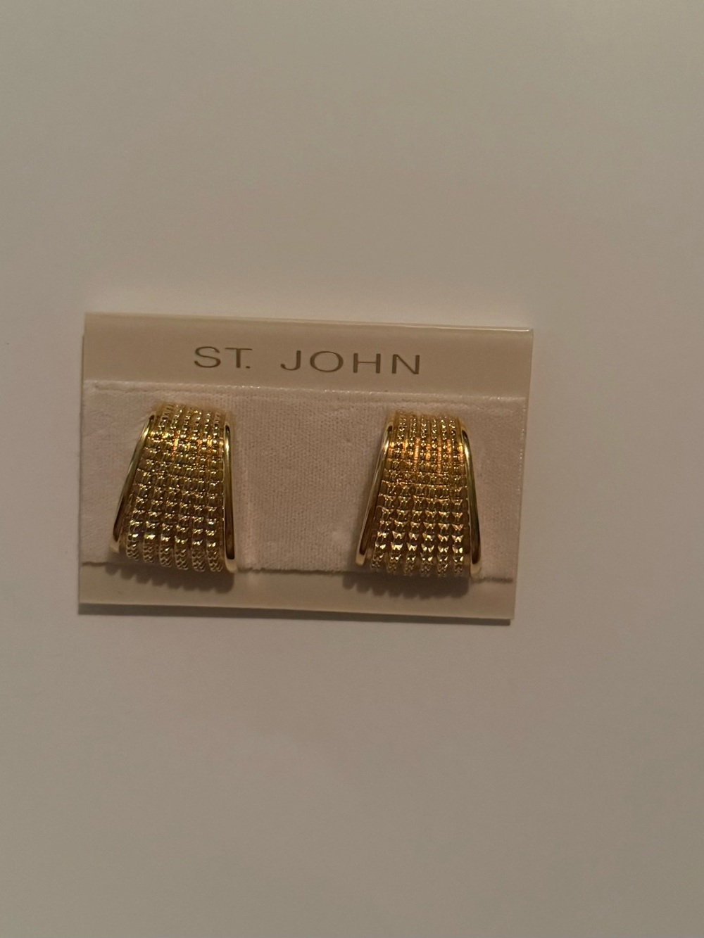 Vintage St. John Gold-Tone Textured Clip Earrings